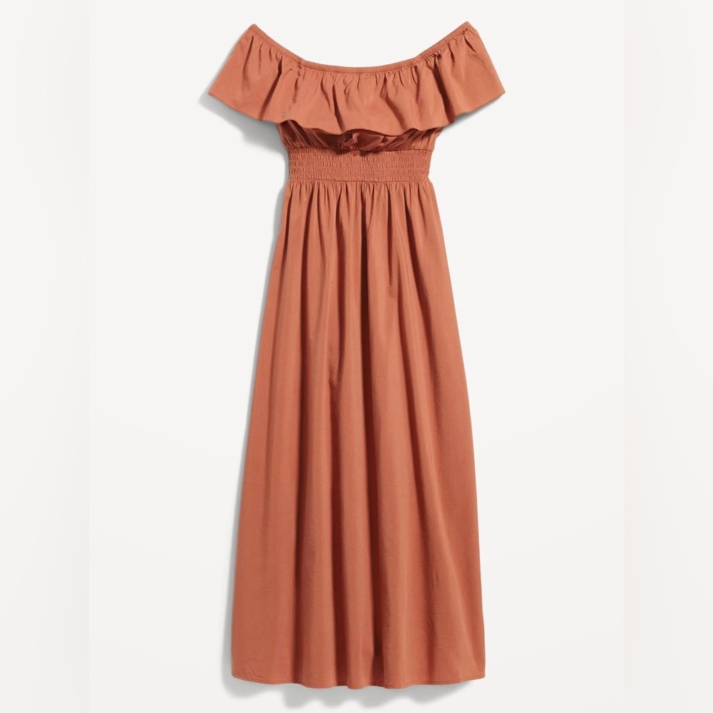 Old Navy Women's Waist-Defined Ruffled Off-The-Shoulder Smocked Maxi Dress
